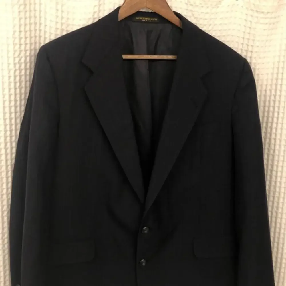 H Freeman & Sons Men's Sport Coat 38R Navy Blue Striped Blazer Sports Suit Jack